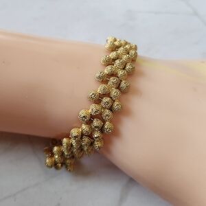 Vintage Women's Gorgeous Gold Tone Articulated Texture Bracelet 7"